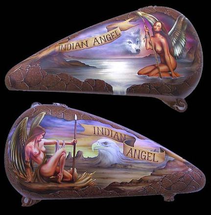 Airbrush auf Motorradtanks: Motiv „Indian Angel“