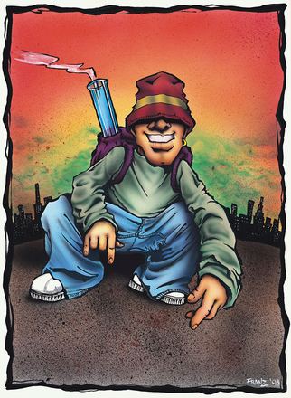 Illustration für Aufkleber: Junge mit Spraydose
