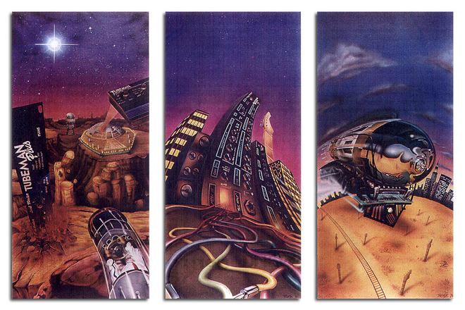 Illustration für Hughes & Kettner: Triptychon mit Science-Fiction-Szenen