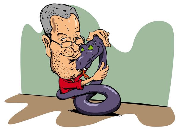 Illustration: Geschäftsmann mit Paragrafenschlange