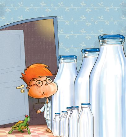 Illustration: Junge mit Milchflaschen, Milchmann-Serie