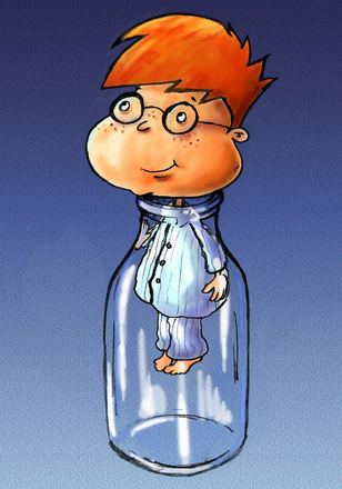 Illustration: Junge in der Flasche, Milchmann-Serie