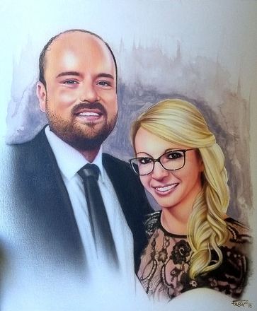 Airbrush-Portrait: Paar, Hochzeitsportrait
