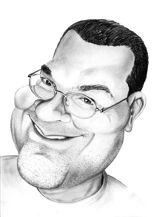 Karikatur: Mann mit Brille, Bleistift