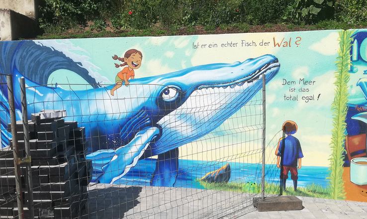 Wandmalerei am Kindergarten Spiesen-Elversberg: Wal, 2025
