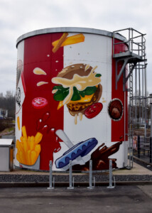 Airbrush, Graffiti auf Wassertank, Neunkirchen, Saarland